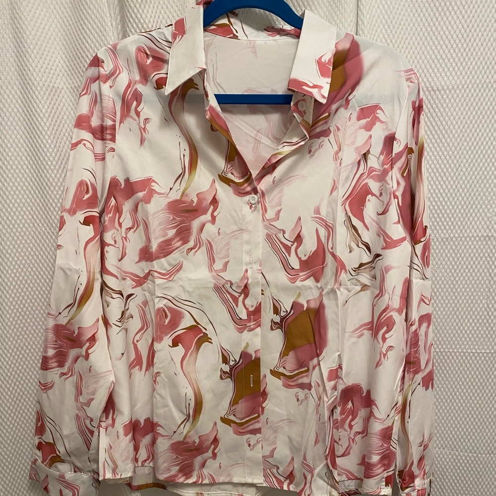 Elegant Pink and White Women's Blouse